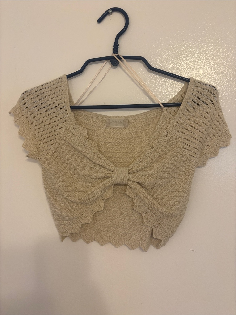 Altar'd State Cream Bow-Front Knit Crop Top